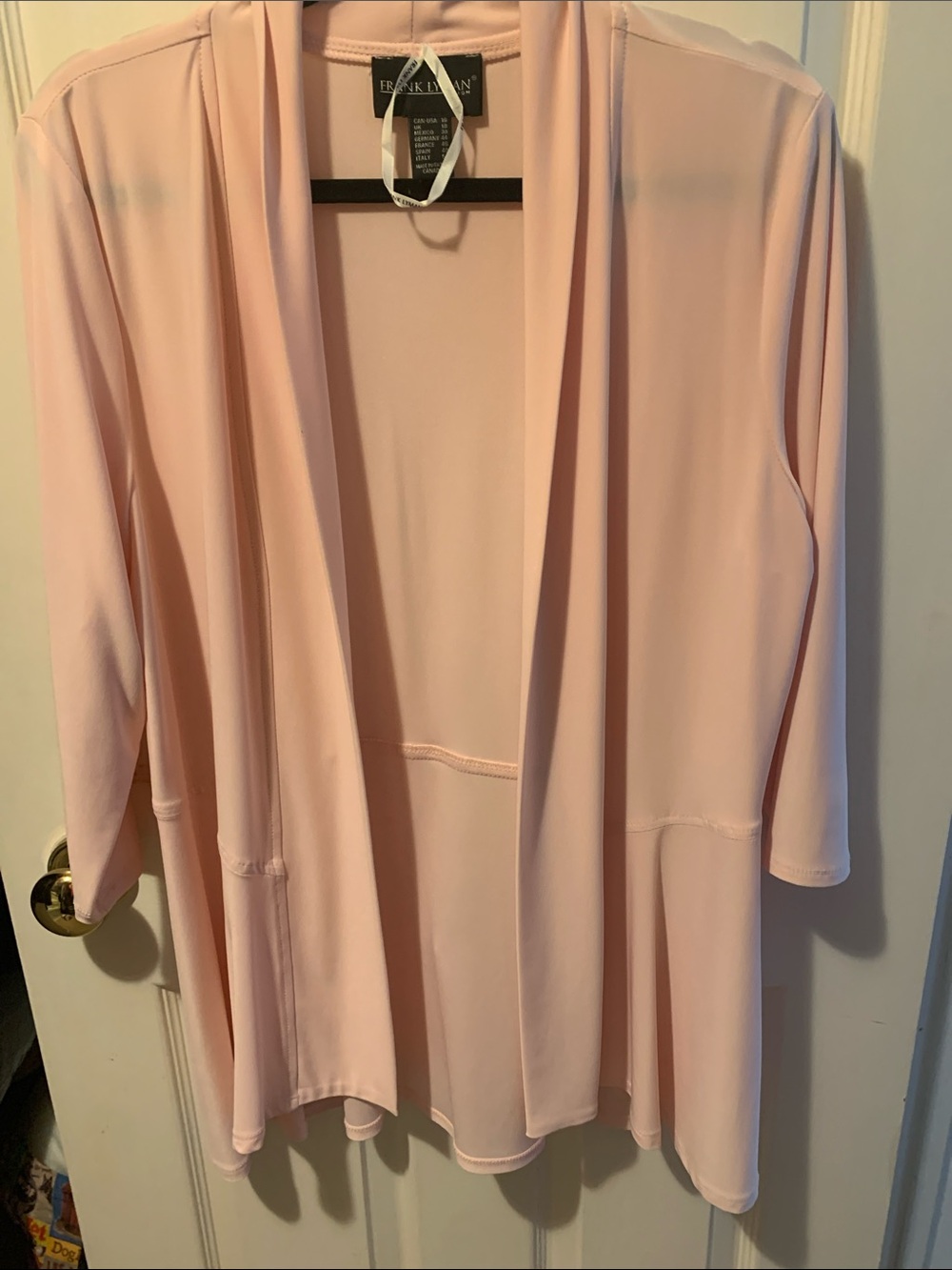 Size 16 Ellen Tracy Soft Open-Front Robe in Pale Pink